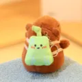 Cute capybara plush toy keychain with a green vegetable bag backpack, soft cartoon doll ornament. - About 12cm / Double-Layer Back Pear
