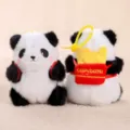Süßer Panda Plüschtier Schlüsselanhänger mit Mini Pommes Rucksack, weiche Stofftier Variante. - Panda-Familie - Pommes tragendes Plüschtier