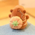 Cute capybara plush toy keychain with vegetable backpack, soft cartoon animal doll pendant. - Approx. 12cm / Double-Layer Back Pumpkin