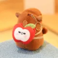 Cute capybara plush toy keychain with red apple backpack, soft stuffed animal bag charm gift. - Approx. 12cm / Double-Layer Back Apple