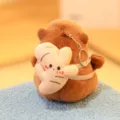 Cute capybara plush toy keychain with a lovely vegetable backpack, soft stuffed doll pendant. - Approx. 12cm / Double-Layer Ginger Plush with Backpack