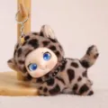 Cute leopard plush doll keychain, soft vinyl face hanging pendant for bags and keys. - Lying Vinyl Leopard Doll Keychain (Approx. 15cm/65g)