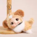 Vinyl plush doll keychain cute animal pendant bag accessory fluffy toy figure soft charm - Vinyl Doll Prone Puppy - Approx 15cm/65g Keychain