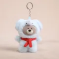 Simpatico portachiavi in peluche orsetto blu con sciarpa rossa soffice bambola per borsa. - Orso in vinile trasformato in elefante blu
