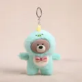 Tenero peluche orso portachiavi verde menta dinosauro cappuccio bambola borsa ciondolo - Orso in vinile trasformato in dinosauro verde