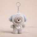Portachiavi con bambola di peluche grigia carina, soffice ciondolo per bellissime borse. - Orso in vinile trasformato in cane grigio