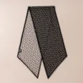 Luxury silk wool skinny scarf with classic horsebit chain print, double-sided contrast design. - Double Sided Black White Art Word