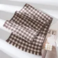 Comoda sciarpa in lana a quadri marroni per l'inverno, scaldacollo caldo con frange. - FHY24-7012-5 Jacquard bianco