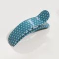 Chic blue polka dot curved hair claw clip for women, elegant daily styling hair accessory. - Polka Dot - Lake Blue