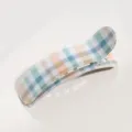 Pastel plaid curved hair claw clip chic aesthetic barrette for daily half up hairstyles - Blue and White Gingham