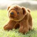 Simpatico peluche di orso marrone di simulazione, morbida bambola di stoffa per bambini. - Orso bruno sdraiato realistico - Marrone / 20cm