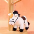 Cute plush horse keychain plushie soft animal bag pendant charming cartoon toy accessory key ring. - Long Hair Pony Pendant / White