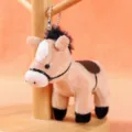 Süßes Plüsch Pferd Schlüsselanhänger Stofftier Pony Tasche Anhänger für Schlüssel Rucksack. - Langhaariges Pony-Anhänger / Hellbraun