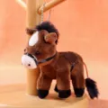 Süßer brauner Plüschpferd Schlüsselanhänger, weiches Stofftier Pony Taschenanhänger. - Langhaariges Pony-Anhänger / Braun