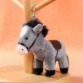 Cute grey plush horse keychain stuffed animal toy bag pendant cute cartoon doll key ring accessory - Long Hair Pony Pendant / Gray