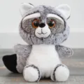 Süßes Plüschtier Waschbär Stofftier mit großen Glitzeraugen, weiche Puppe als Kinderseschenk. - 25cm / Grau