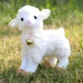 Simpatico peluche pecora in piedi con campanello morbida bambola regalo compleanno bambina - Pecora con Campanello Inclinato / Circa 23cm / Bianco