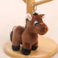 Cute brown plush horse keychain, soft stuffed animal bag charm pendant for daily use. - approx 12CM / Brown