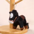 Black plush horse keychain cute stuffed animal bag charm soft toy keyring accessory - approx 12CM / Black
