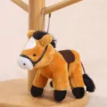 Cute brown horse plush keychain with bead chain, soft stuffed animal bag pendant toy for kids. - approx 12CM / Yellow