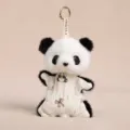 Cute panda plush toy keyring, soft stuffed animal bag charm with metal ring for daily use. - Scented Bean Bag Panda