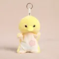 Cute yellow duck plush toy keychain, soft stuffed animal bag pendant with floral clothes. - Scented Bean Bag Duck