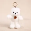 Simatico portachiavi con orsetto di peluche bianco e ciondolo per borsa con anello metallico. - Orso Polare - Bianco