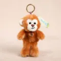 Simpatico portachiavi di peluche marrone con viso bianco e anello di metallo per borse. - Scimmia - Marrone