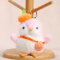 Delizioso portachiavi pinguino di peluche con cappello arancione, morbido ciondolo borsa. - Piccolo pinguino frutta arancia - Circa 11 cm/40 g
