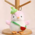 Peluche pinguino portachiavi rosa carino borsa frutta zaino ciondolo kawaii bambola animale - Pinguino alla frutta anguria - circa 11 cm/40 g