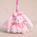 Portachiavi coniglietto di peluche con vestito floreale, bambola morbida da borsa. - Coniglio Rosa Abito Floreale