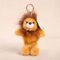 Simpatico portachiavi in peluche di leone con criniera soffice e anello metallico, ciondolo borsa. - Leone - Marrone