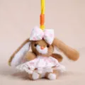 Simpatico portachiavi con coniglio in peluche, abito floreale, morbida bambola di sacco - Coniglio Marrone Abito Floreale