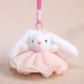 Portachiavi con coniglietto di peluche bianco carino con vestito di pizzo rosa, bambola soffice 11cm - Coniglio Bianco Matrimonio Rosa
