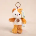 Simpatico portachiavi in peluche con pelliccia soffice, ciondolo per zaino perfetto e regalo. - Gatto - Arancione e Bianco