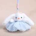 Simpatico portachiavi con coniglietto di peluche bianco e abito in pizzo blu, ciondolo borsa morbido. - Coniglio Bianco Matrimonio Blu
