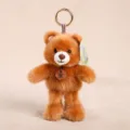 Simpatico portachiavi in peluche marrone con anello in metallo e nastro, morbido ciondolo. - Orso Bruno - Marrone