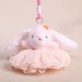Simpatico portachiavi con coniglietto in peluche e gonna di pizzo, ciondolo animale morbido. - Coniglio Rosa Matrimonio Rosa