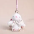 Simpatico coniglietto di peluche con fiocco floreale portachiavi morbido giocattolo borsa 11cm - Coniglio Farfallina Floreale Bianco