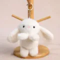 Simpatico portachiavi con coniglietto di peluche bianco morbido ciondolo borsa soffice - Ciondolo coniglio di peluche
