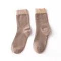 Calze metà polpaccio misto lana autunno inverno donna uomo kaki polsino a coste termiche - Taglia unica / Viola Con Bordo Verde