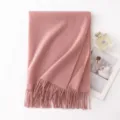 Sciarpa in lana rosa donna uomo inverno spessa calda frange effetto cashmere morbida - Rosa loto