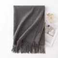 Sciarpa 100% lana inverno spessa tinta unita scialle caldo elegante donna e uomo - grigio medio