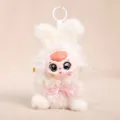 Lindo muñeco de peluche de conejo con cara de vinilo colgante llavero encaje suave - Blanco
