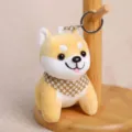 Cute Shiba Inu plush keychain fluffy dog bag charm with scarf decoration soft toy key ring - Scarf Shiba Inu Keychain