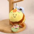 Cute little bee plush toy pendant with a flower basket, soft stuffed animal doll for gifts. - Flower Basket Bee Pendant