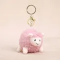 Pink sheep plush keychain, cute fluffy stuffed animal bag charm for kids and women daily use. - Prone Position Little Sheep / 11cm Size / Pink
