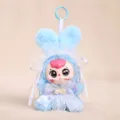 Lindo llavero de conejito de peluche azul con lazo de encaje y cara de vinilo suave - Azul