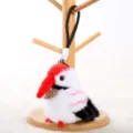 Cute plush bird pendant, red and white stuffed animal toy with hanging strap for bags. - Red-crowned Crane Wristlet Charm - 12cm
