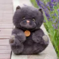 Gatto di peluche grigio soffice simpatico animale imbottito morbido regalo bambini - Gatto pigro seduto - Nero / 25cm